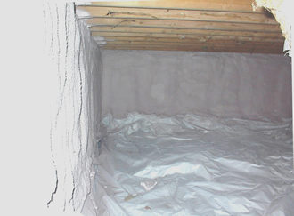 Basement after vapor retarder and urethane foam insulation